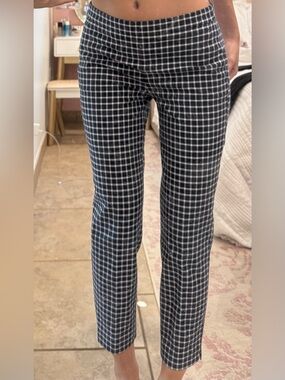 J. Crew Navy and White Grid Slim Ankle Pants